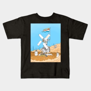 Dutch windmill on mars. retro sci fi mill. Kids T-Shirt